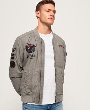 Superdry Rookie Duty Patch Bomber Férfi Kabát Szürke | YBFZI8705